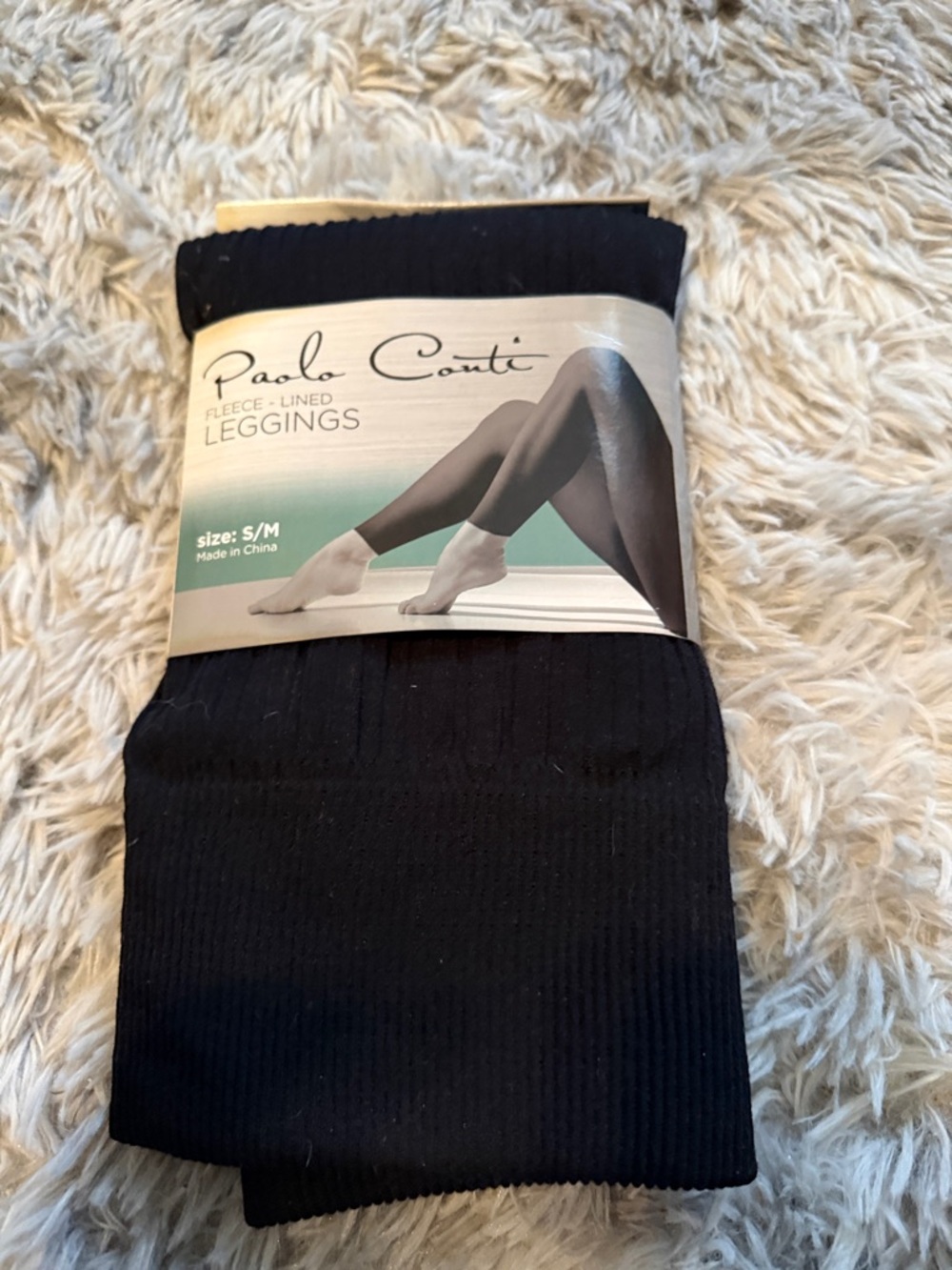 Fleece-Lined Black Leggings - S/M